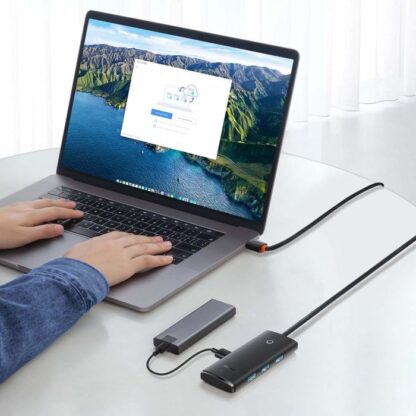 Baseus HUB Lite Series Adapter (USB-A auf 4xUSB-A 3.0 5Gb/s) Schwarz (WKQX030101) - Image 6