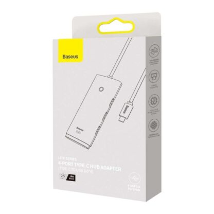 Baseus HUB Lite Serie 4-in-1 Adapter (Typ-C zu 4xUSB-A 3.0 5Gb/s) Kabel 0,25m, Schwarz (WKQX030301)