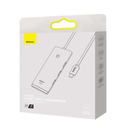 Baseus HUB Lite Serie 4-in-1 Adapter (Typ-C auf 4xUSB-A 3.0 5Gb/s) Kabel 2m, Schwarz (WKQX030501)
