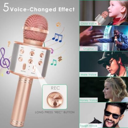 Karaoke Mikrofon mit Bluetooth, AUX & Lautsprecher – Rosegold - Image 3