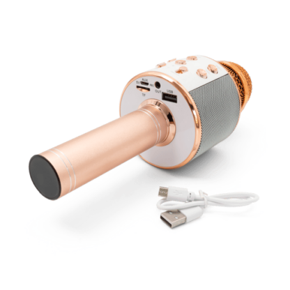 Karaoke Mikrofon mit Bluetooth, AUX & Lautsprecher – Rosegold - Image 5