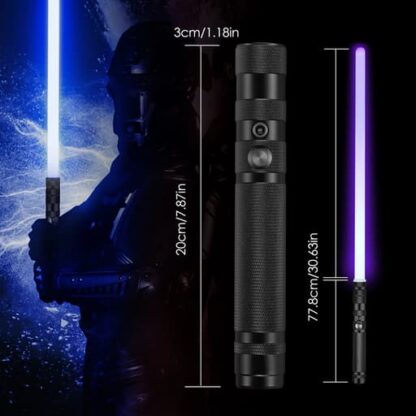 Laser Schwert Spielzeug LED Lichtschwert mit Farben / Geräuschen – Schwarz - Image 5