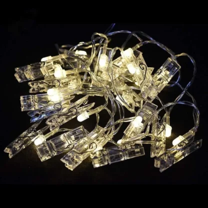 40 LED’s Deko Lichterkette Foto Clip Beleuchtung mit Klammern – Warmweiss - Image 5