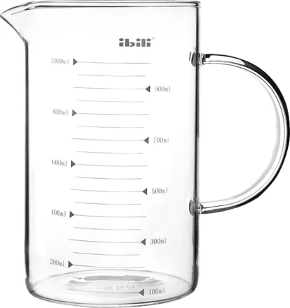 Messbecher Glas mit Henkel Medidores 1 Liter Ideal zum Messen von Flüssigkeiten, hitzebeständig