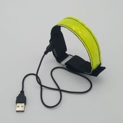 Aufladbares USB Leuchtarmband für Kinder / Erwachsene zum Sport / Joggen / Radfahren (28-32cm) – Neon Gelb - Image 2