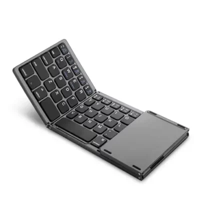 Faltbare Mini Bluetooth Tastatur Keyboard (QWERTY) mit Touchpad – Schwarz - Image 4