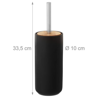 Toilettenbürste WC-BÜRSTE mit Halter WC-Garnitur BAMBUS+KERAMIK SCHWARZ - Image 5
