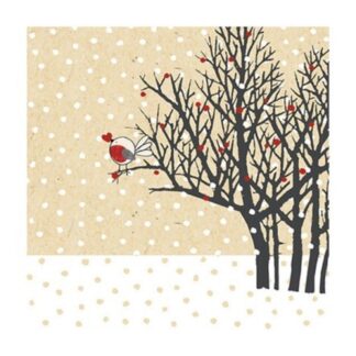 Servietten  " Winter-Vogel mit Herz"