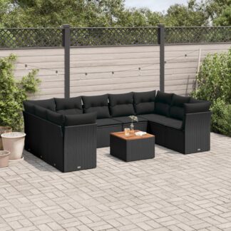 10-tlg. Garten-Sofagarnitur mit Kissen