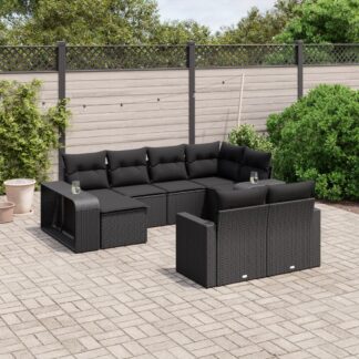 10-tlg. Garten-Sofagarnitur mit Kissen