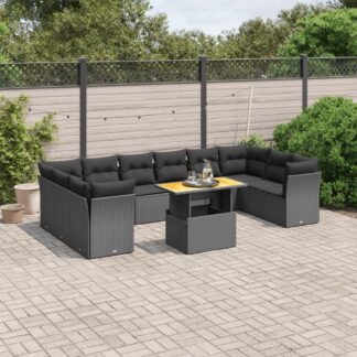 11-tlg. Garten-Sofagarnitur mit Kissen