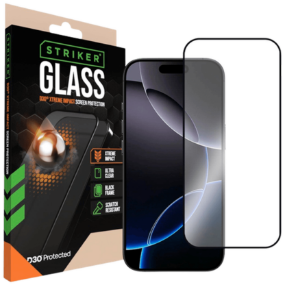 Striker D3O Gehärtetes Glass Edge To Edge Displayschutzfolie Apple iPhone 16 Pro