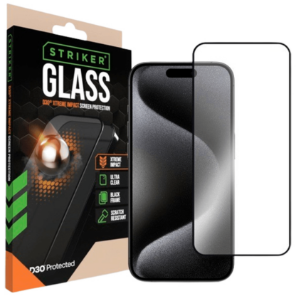 Striker D3O Gehärtetes Glass Edge To Edge Displayschutzfolie Apple iPhone 15 Pro