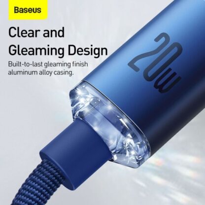 Baseus Typ-C - Lightning Kabel, Crystal Shine Serie Schnellladekabel 20W 2m Blau (CAJY000303) - Image 12