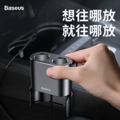 Baseus Autoladegerät Eins zu Zwei Zigarettenanzünder (Doppelanzünder 80W + Doppel USB 3,1A) Schwarz (CRDYQ-01) - Image 6