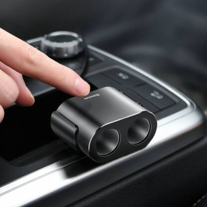 Baseus Autoladegerät Eins zu Zwei Zigarettenanzünder (Doppelanzünder 80W + Doppel USB 3,1A) Schwarz (CRDYQ-01) - Image 12