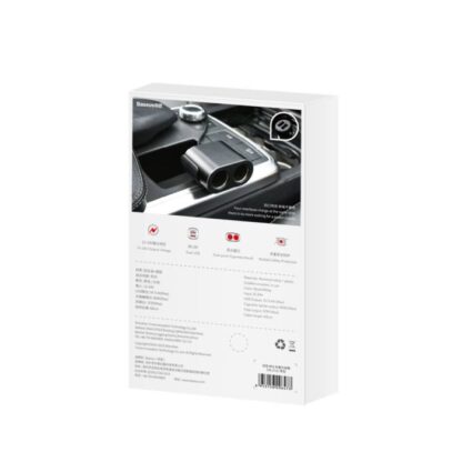 Baseus Autoladegerät Eins zu Zwei Zigarettenanzünder (Doppelanzünder 80W + Doppel USB 3,1A) Schwarz (CRDYQ-01) - Image 13