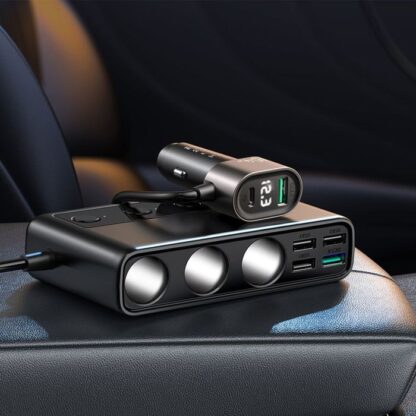 Joyroom Auto Ladegerät 9-in-1, (C+U+U+U+U+U+ 3 Zigarettenanzünderbuchse) 154W, Schwarz (JR-CL06). - Image 8