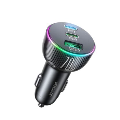 Joyroom Auto-Ladegerät 3-in-1, (C+C+U) Bluetooth FM-Transmitter, PD 70W, Schwarz (JR-CL26) - Image 2