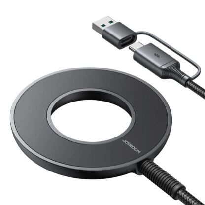 Joyroom Kabelloses Ladegerät 2-in-1 Qi+Typ-C/USB, 1,5m, 15W, Schwarz (JR-WQM03).