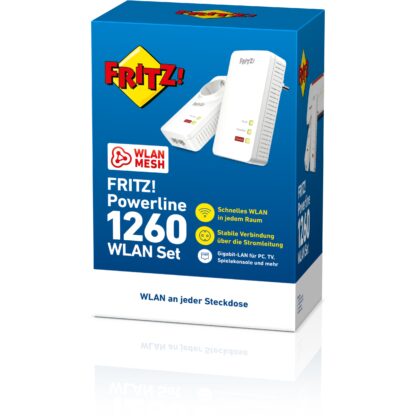 INTD AVM FRITZ! Powerline 1260E WLAN Set 1200Mbit/s Eingebauter Ethernet-Anschluss WLAN Weiß - Image 5