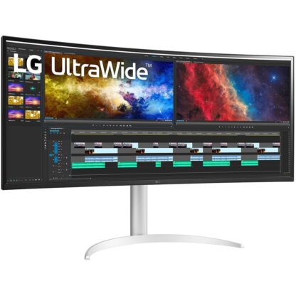 96.5cm/38" (3840x1600) LG UltraWide 38BQ85C-W 21:9 UWQHD IPS Curved 5ms 75Hz HDMI DP USB-C Speaker White - Image 3