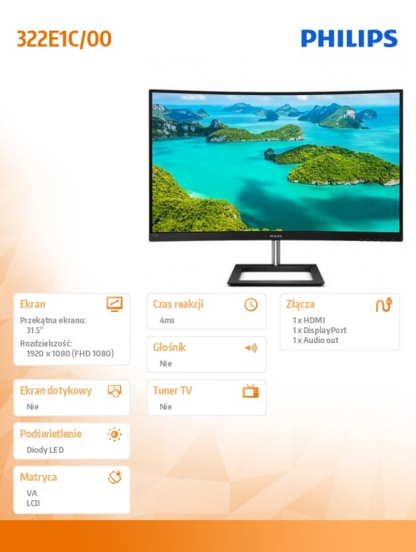 Monitor 322E1C 31,5 Zoll Curved VA HDMI DP - Image 6