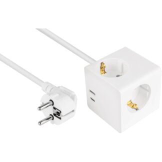 kabelmeister Steckdosenwürfel mit 5m Zuleitung 3x SchuKo| 1x USB-C 20W PD 3.0| USB-A 18W Weiß