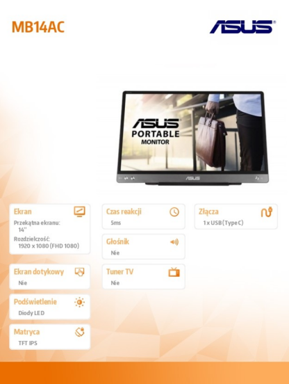 MB14AC Monitor 14 Zoll IPS FHD USB-C 9mm 0,59kg Tragbarer Zusatzbildschirm für Notebooks - Image 8