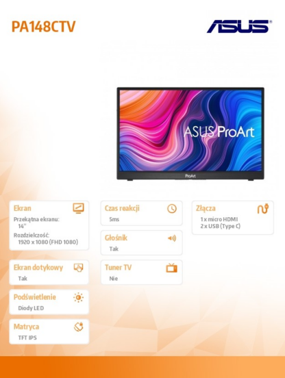 Monitor 14 Zoll PA148CTV IPS mHDMI USB-C Lautsprecher PIVOT sRGB 100% - Image 6
