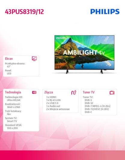 43 Zoll 4K Ambilight TV 43PUS8319/12 - Image 4
