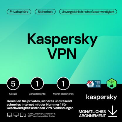 Kaspersky Secure Connection – 1 User. 5 Device. 1 Month - Subscription (ABO) – ESD-DownloadESD
