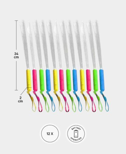 (12er) LED Glasfaser Leuchtstab Party Glow – Bunt - Image 4