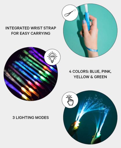(12er) LED Glasfaser Leuchtstab Party Glow – Bunt - Image 5