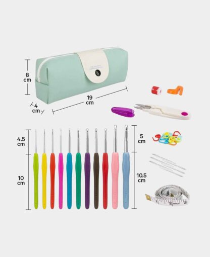 (36-tlg. Set) Häkel Handwerk Kit DIY Mercerie Nadeln mit Massband + Etui - Image 4