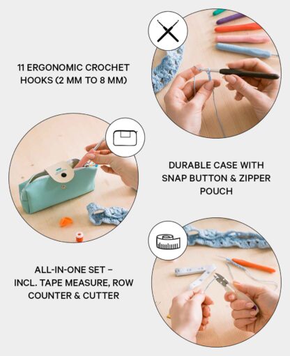 (36-tlg. Set) Häkel Handwerk Kit DIY Mercerie Nadeln mit Massband + Etui - Image 5
