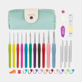 (36-tlg. Set) Häkel Handwerk Kit DIY Mercerie Nadeln mit Massband + Etui