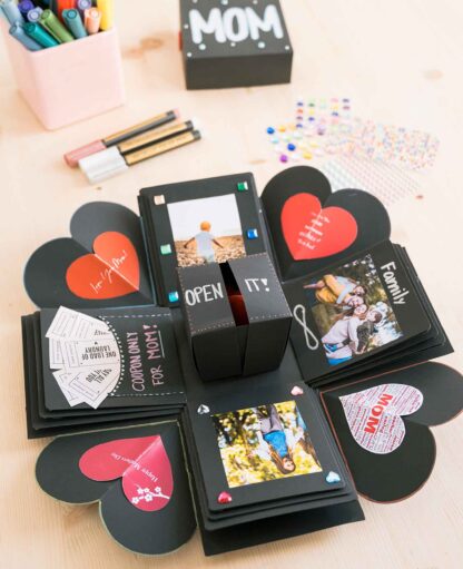 Foto Bastel Geschenk Box Handmade Schachtel DIY Überraschungsbox – Schwarz - Image 6