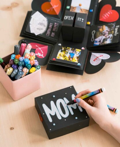 Foto Bastel Geschenk Box Handmade Schachtel DIY Überraschungsbox – Schwarz - Image 7