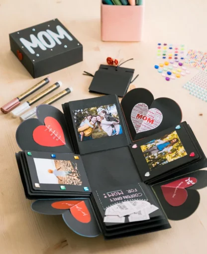 Foto Bastel Geschenk Box Handmade Schachtel DIY Überraschungsbox – Schwarz - Image 2