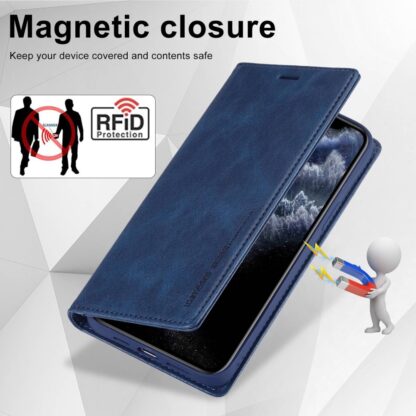 iPhone 11 Pro Leder Buch Etui Tasche mit Kartenfach Blau - Image 8