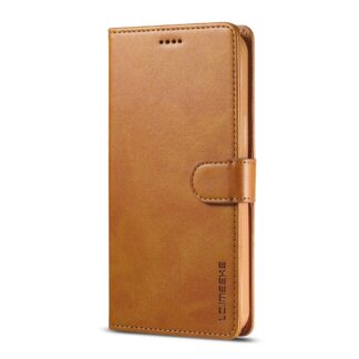 iPhone 12 Mini Leder Buch Etui Tasche mit Kartenfach Hellbraun