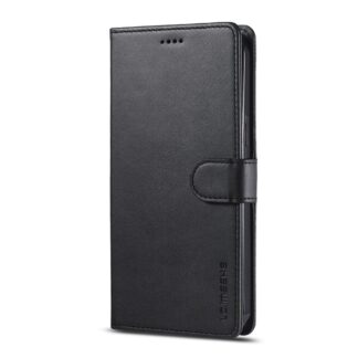 iPhone 12 Mini Leder Buch Etui Tasche mit Kartenfach Schwarz