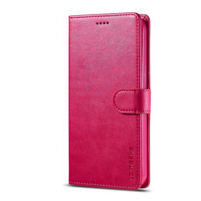 iPhone 13 Mini Leder Buch Etui Tasche mit Kartenfach Pink