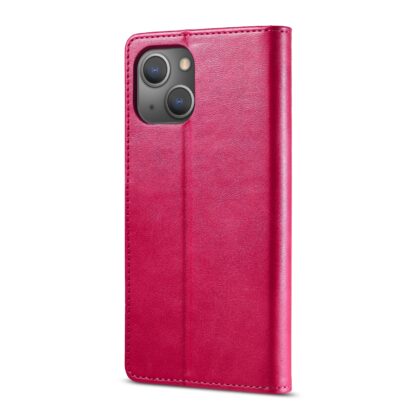 iPhone 13 Mini Leder Buch Etui Tasche mit Kartenfach Pink - Image 3