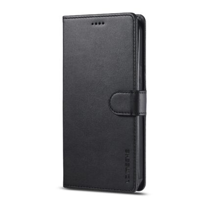 iPhone 13 Pro Leder Buch Etui Tasche mit Kartenfach Schwarz