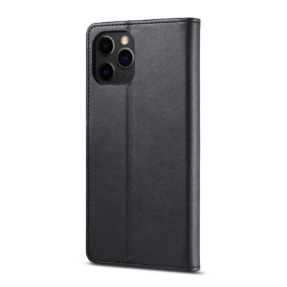 iPhone 13 Pro Leder Buch Etui Tasche mit Kartenfach Schwarz - Image 3