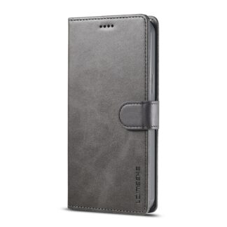 iPhone 14 / 13 Leder Buch Etui Tasche mit Kartenfach Grau