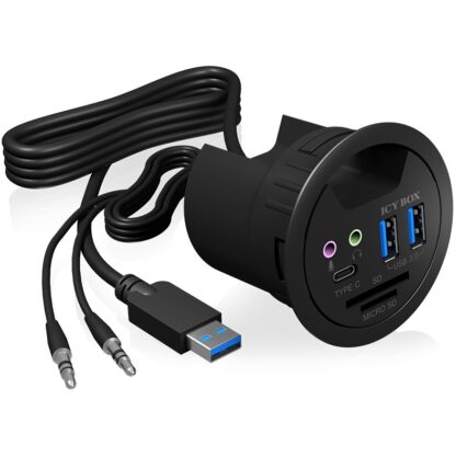 HUB Tisch-Hub mit 2 Kartenlesern. Audio Ein-/Ausgang. Ladefunktion und LED ICY BOX - Image 2