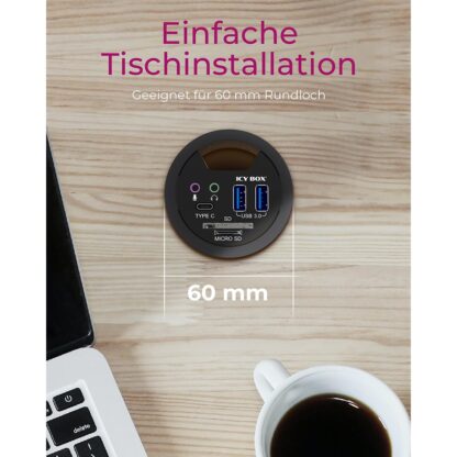 HUB Tisch-Hub mit 2 Kartenlesern. Audio Ein-/Ausgang. Ladefunktion und LED ICY BOX - Image 11